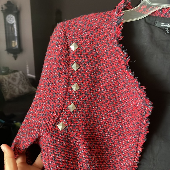 Monteau Red Blazer twist Jacket Size Medium - Picture 5 of 17